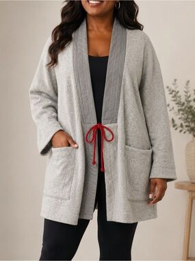 Topo Designs Women's Global‎ Wrap Cardigan Sweater Gray Wool Blend Jacket Medium